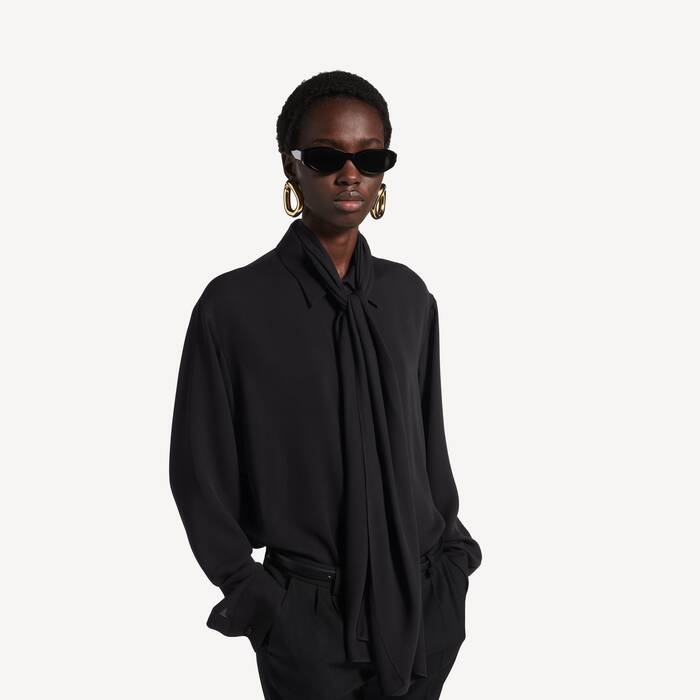 여성 스카프 셔츠 블랙 - 여성 | 발렌시아가 대한민국 KO - Image 1