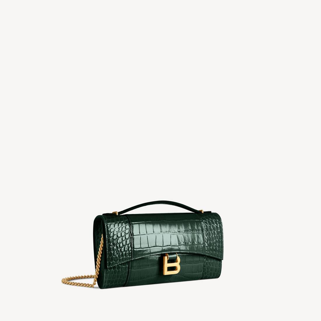 Women's Hourglass Pochette With Chain in Forest Green | Balenciaga Ireland EN - Image 2