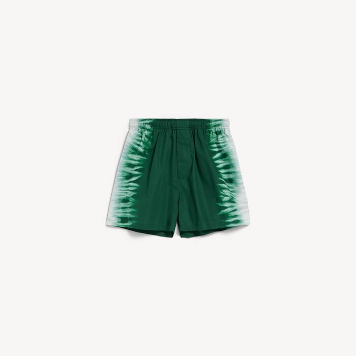 Men's Extreme Tie Dye Relaxed Fit Shorts in Green/white - Men | Balenciaga United Kingdom EN - Image 2