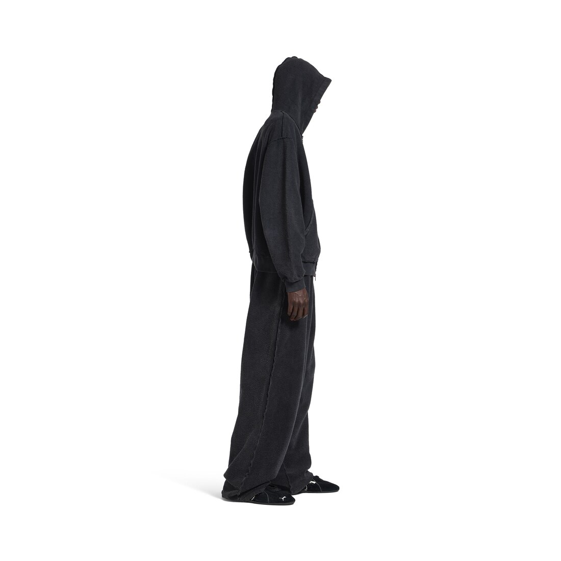 Men's 3b Sports Icon Inside-out Zip-up Hoodie in Faded Black