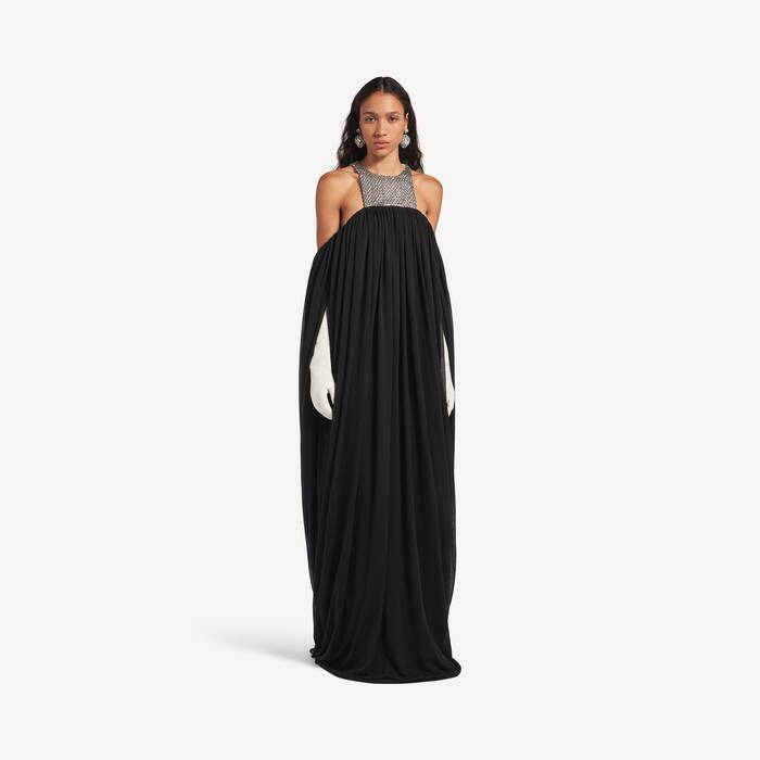 Robe Maxi Brod&eacute;e pour Femme en Noir - Femme | Balenciaga France FR - Image 1