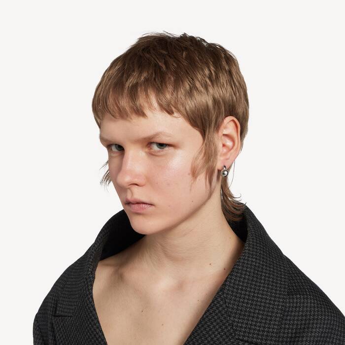 Atom Hoop Earrings in Shiny Silver | Balenciaga Canada EN - Image 3