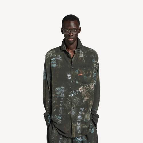 washed crayon allover long sleeve cocoon shirt