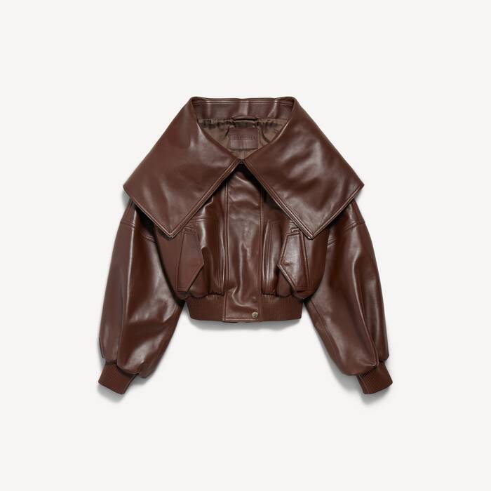 Women's Wrap Collar Blouson in Dark Brown - Women | Balenciaga Australia EN - Image 2