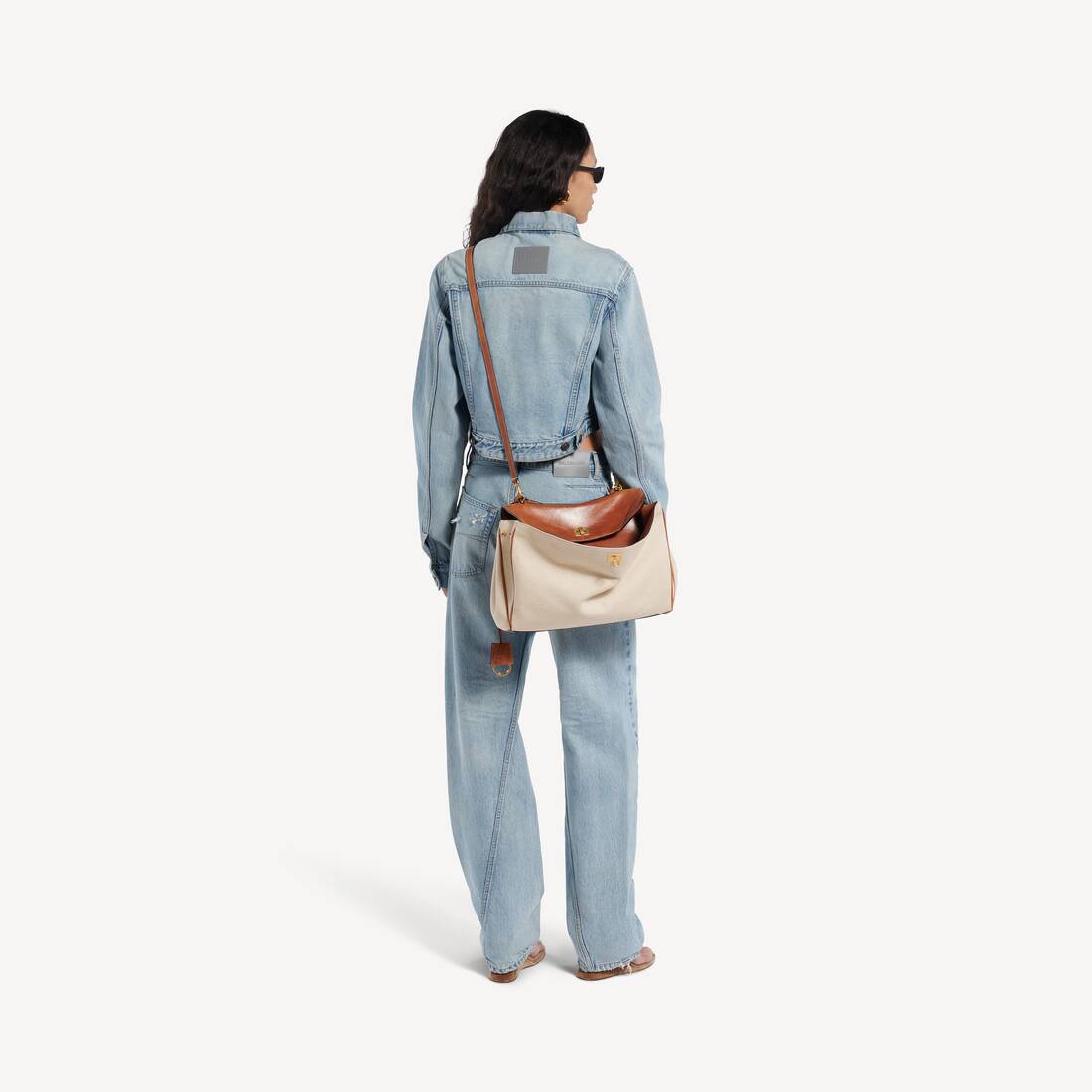 Sac &Agrave; Main Rodeo Moyen pour Femme en Beige/brun Clair Cowboy | Balenciaga Monaco FR - Image 9