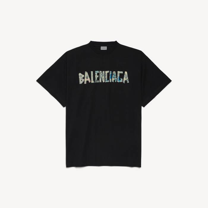 T-shirt Diy Tape Oversize da Uomo in Nero - Uomo | Balenciaga Italia IT - Image 1