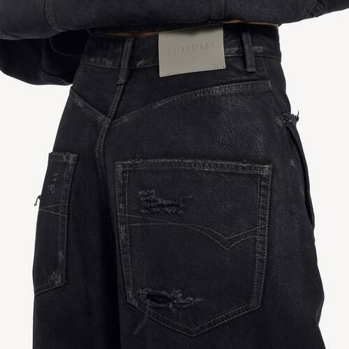 pantaloni barrel a vita alta con cuciture ritorte
