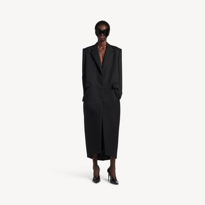 Women's Long Sack Coat in Black - Women | Balenciaga Hong Kong SAR EN - Image 1