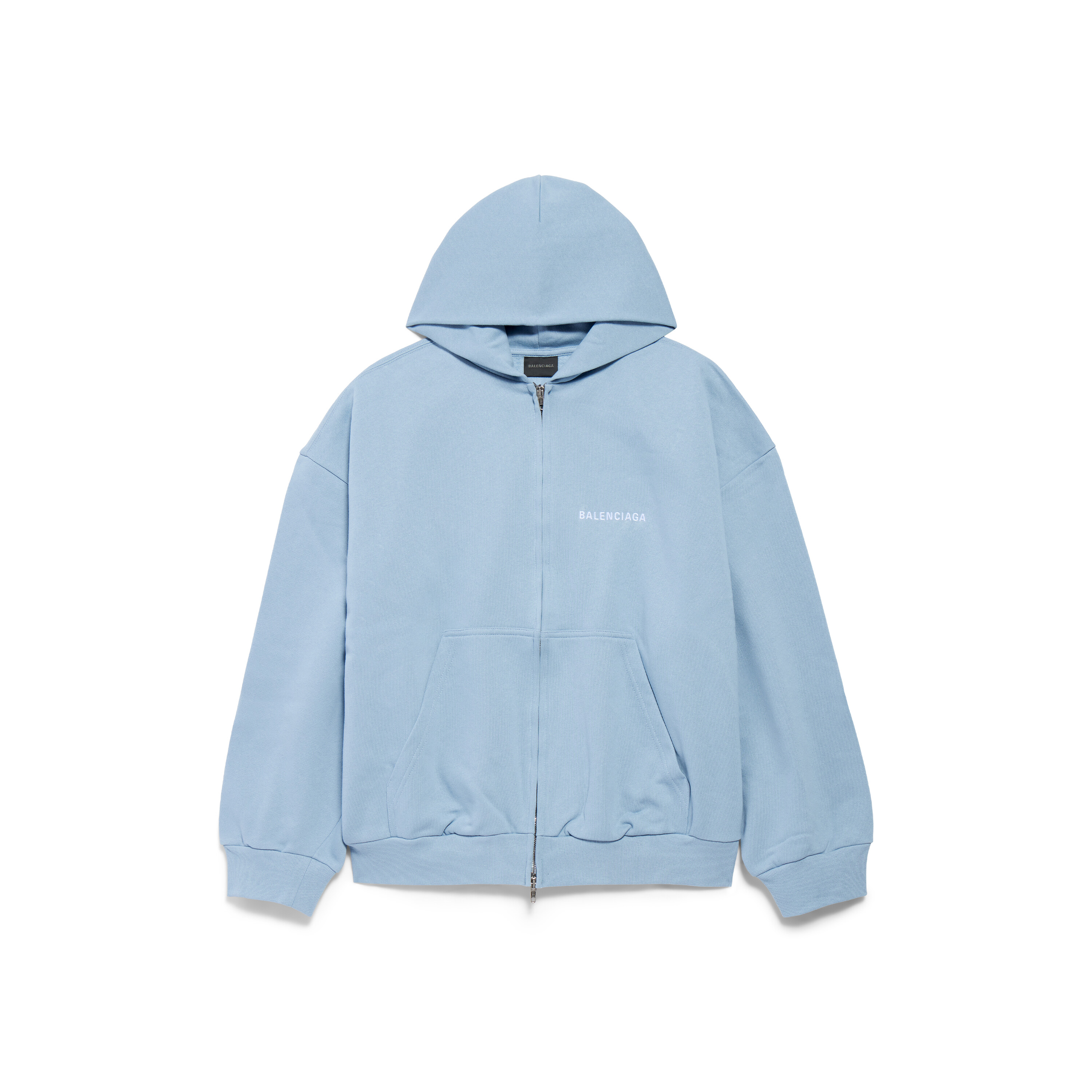 Men's Balenciaga Back Zip-up Hoodie Regular Fit in Faded Dark Blue