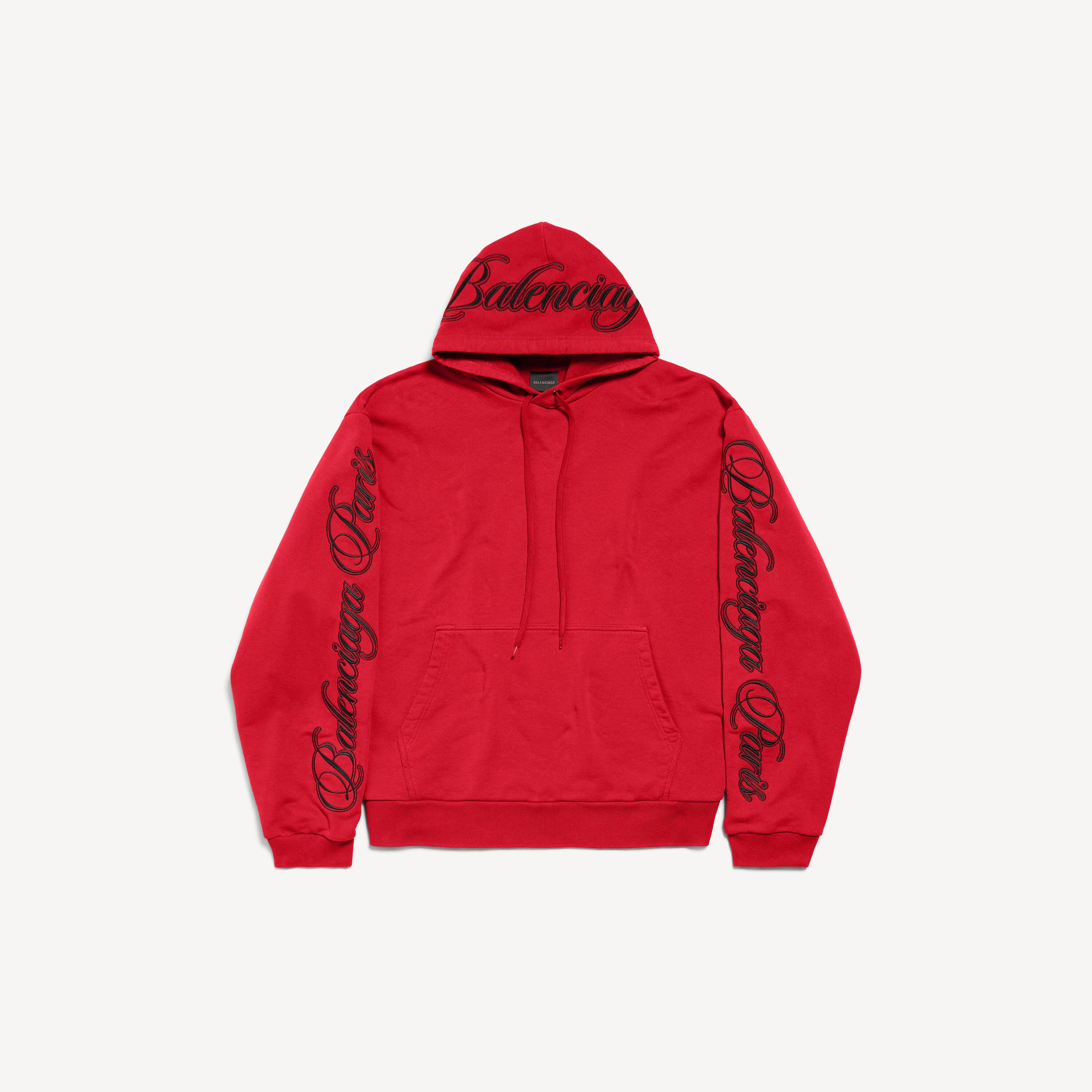 Men's Cursive Oversized Hoodie in Red/black