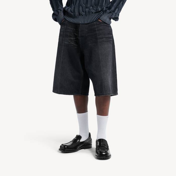 Men's Denim Stay Press Shorts in Black - Men | Balenciaga Australia EN - Image 3