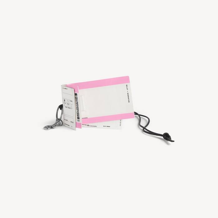 Charm/keychain Train Ticket  in White/black/pink | Balenciaga United States EN - Image 3