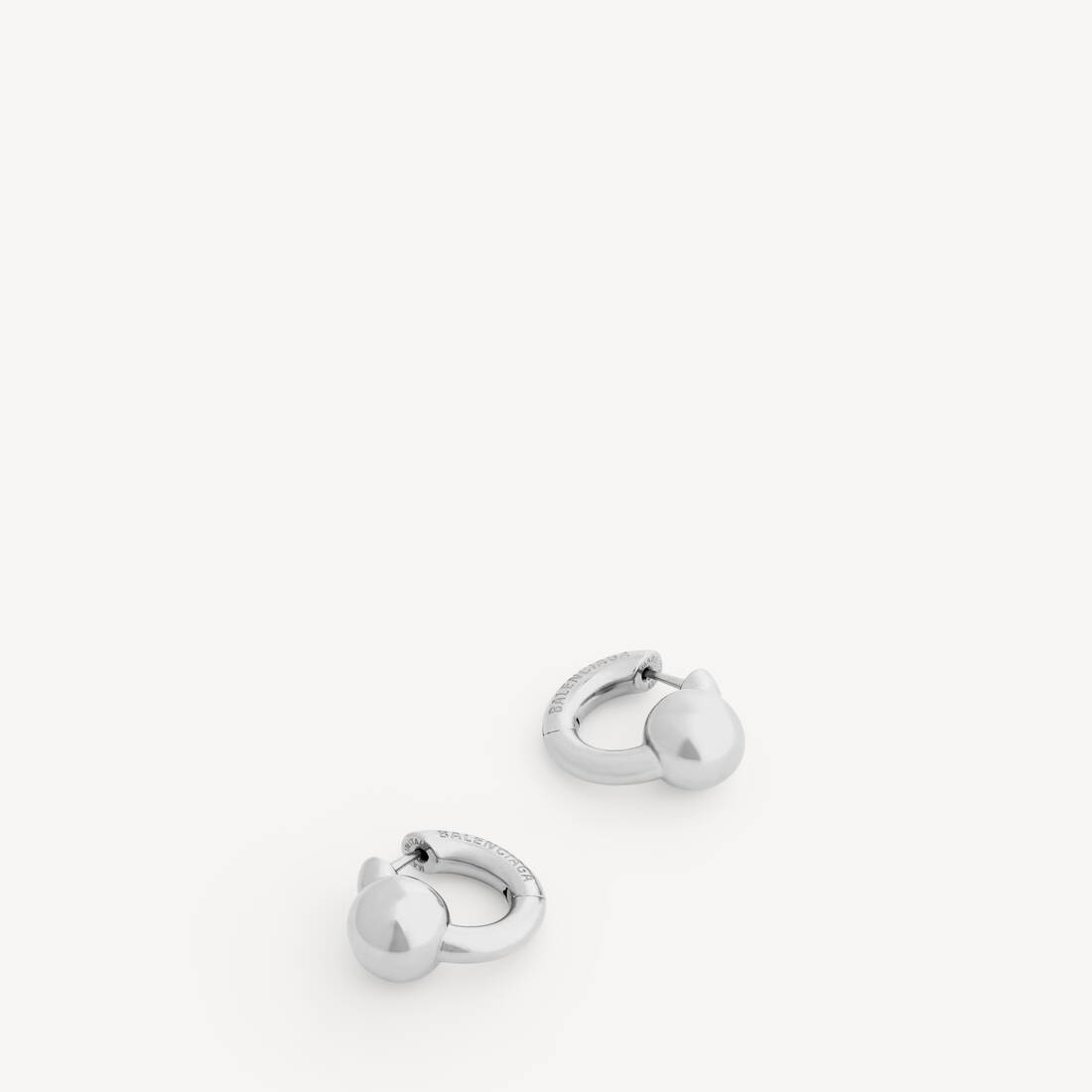 Atom Hoop Earrings in Shiny Silver | Balenciaga Canada EN - Image 2