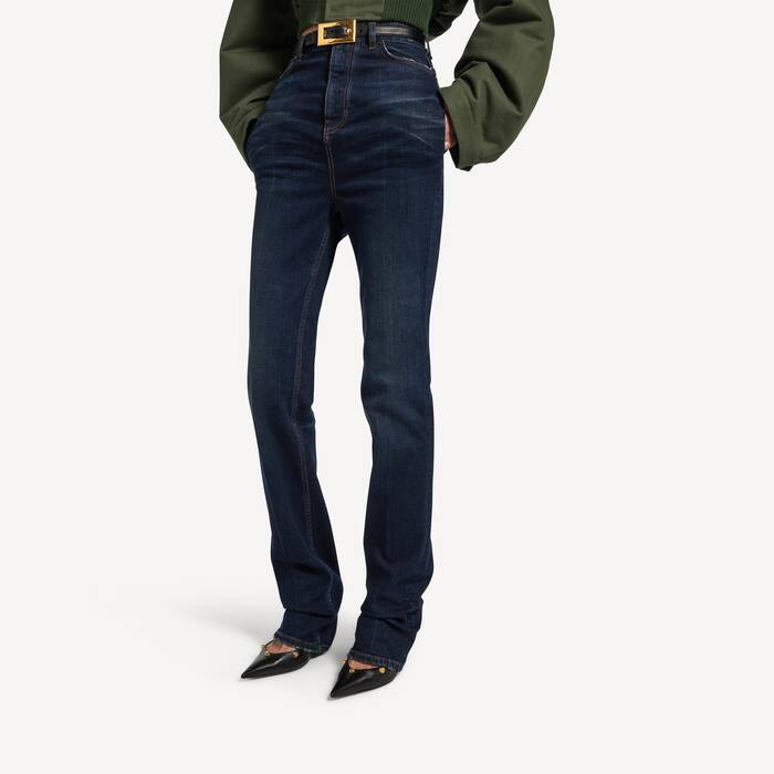 Women's High Waist Slim Jeans in Dark Blue - Women | Balenciaga United States EN - Image 3