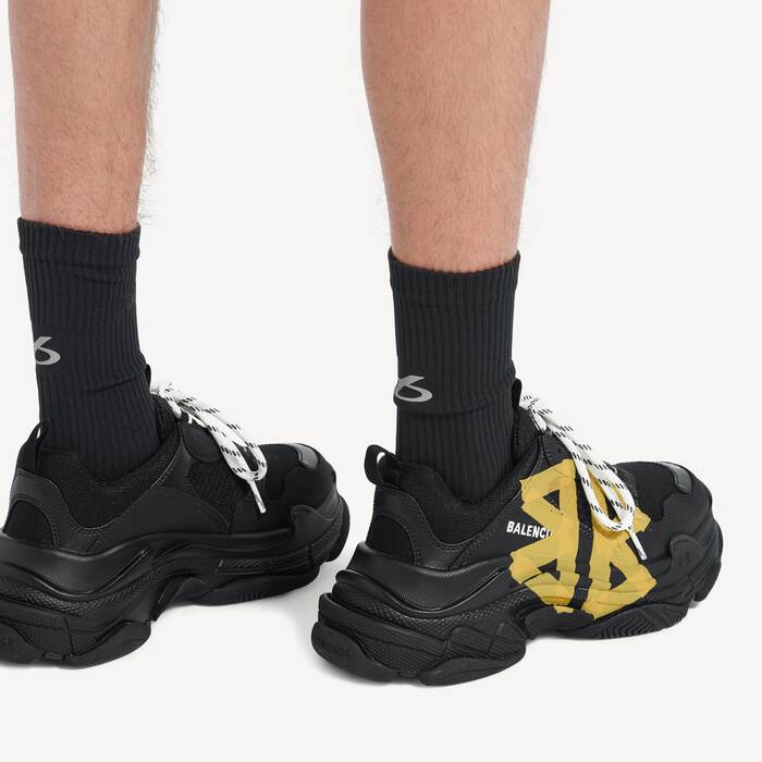 Sneaker Triple S Tape Type  da Uomo in Nero/giallo - Uomo | Balenciaga Italia IT - Image 3