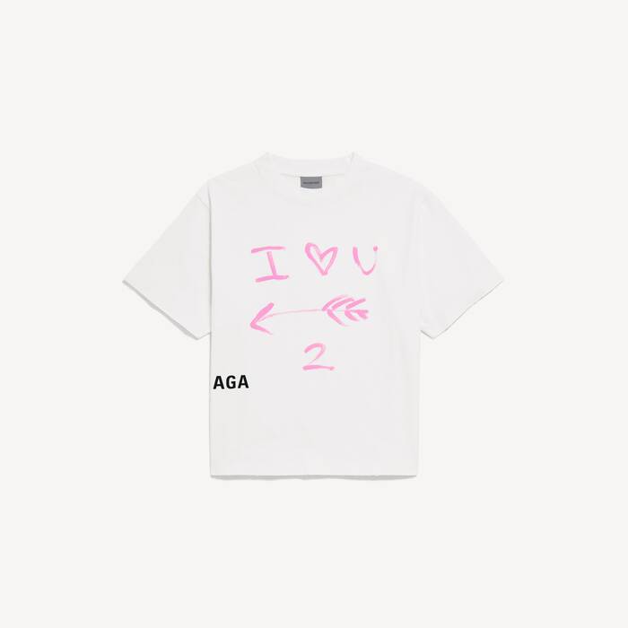 T-shirt I<3 U Fit Medium pour Femme en Blanc - Femme | Balenciaga Belgique FR - Image 2