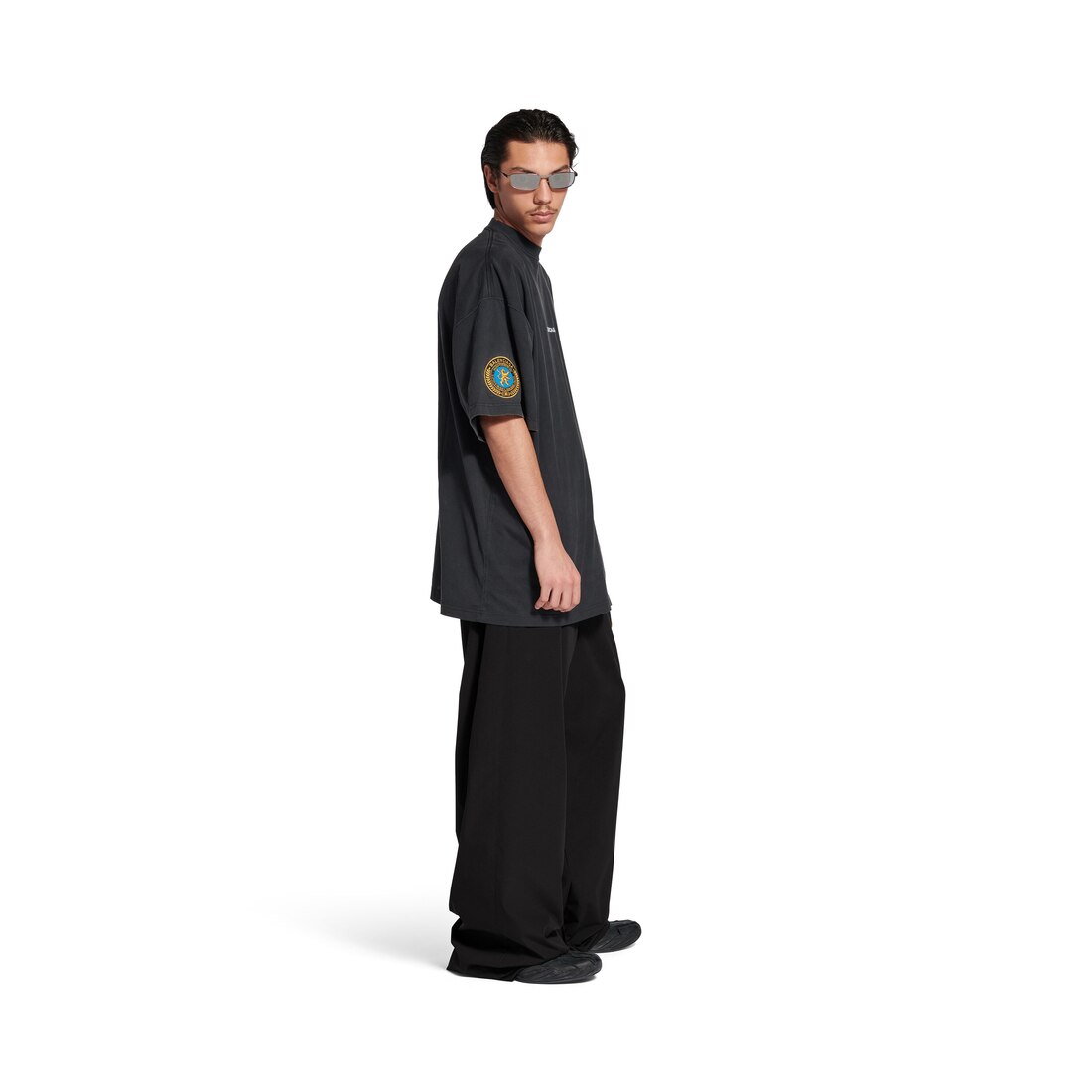 BALENCIAGA Oversized T-shirt スクリプト Tシャツ 831305TSVW4 Fashion Designer Oversized T-shirt in Faded Black