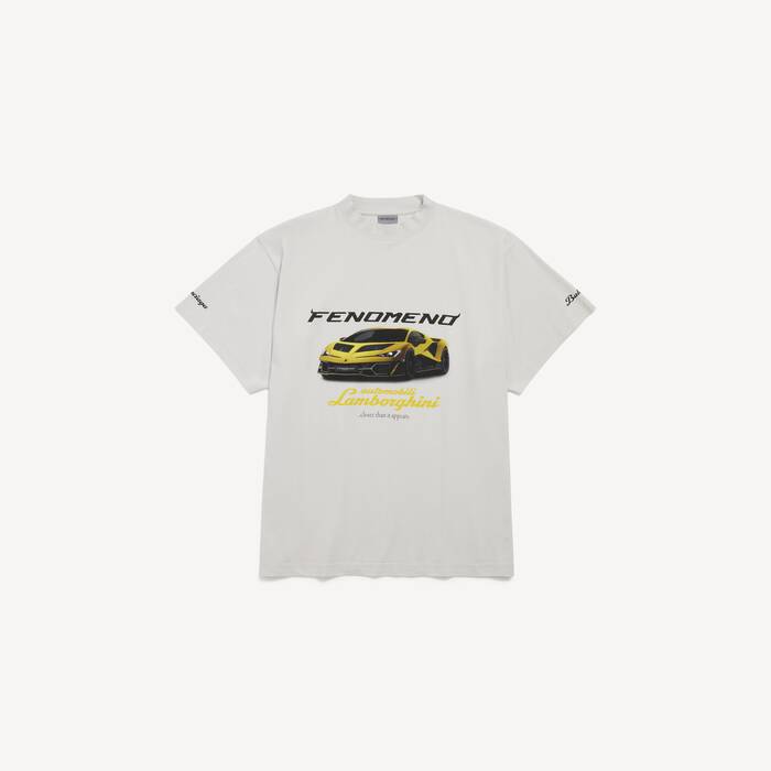 Balenciaga | Automobili Lamborghini Oversized-t-shirt f&uuml;r Herren in Wei&szlig; Mit Dirty-effekt - Herren | Balenciaga Deutschland DE - Image 1