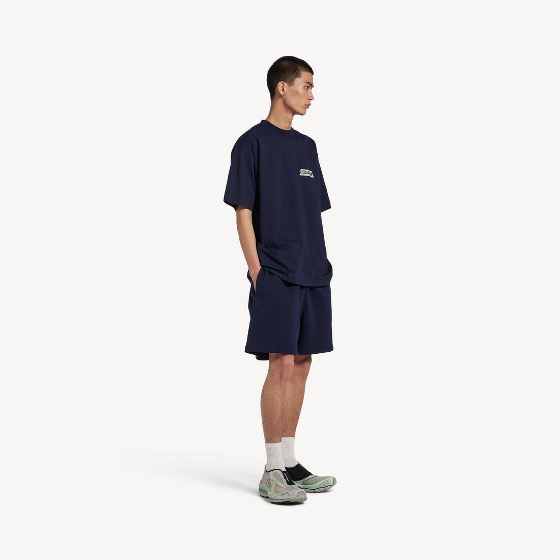 T-shirt Masking Tape Fit Medium  pour Homme en Bleu Marine | Balenciaga France FR - Image 3