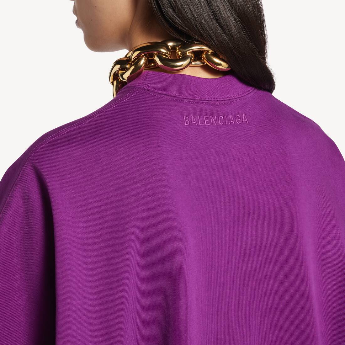Strukturiertes T-shirt  f&uuml;r Damen in Violett | Balenciaga Deutschland DE - Image 6