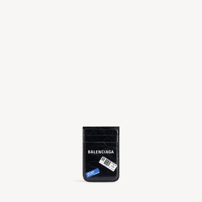 Porte-cartes Magn&eacute;tique Pour T&eacute;l&eacute;phone Avec Support Shopper pour Homme en Noir - Homme | Balenciaga France FR - Image 1