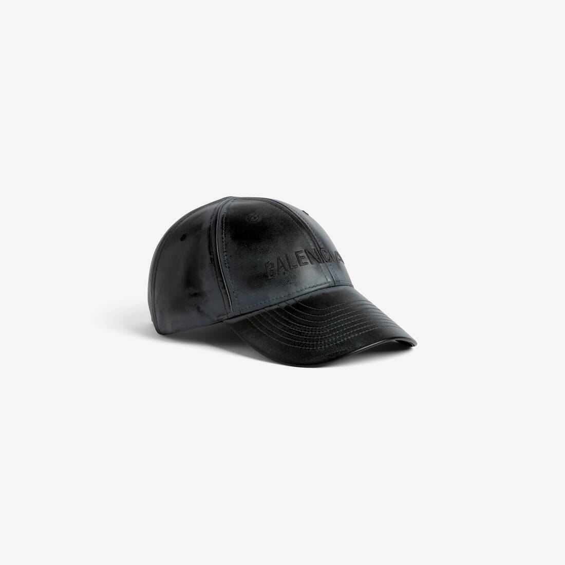 Men's Leather Cap in Black | Balenciaga United States EN - Image 3