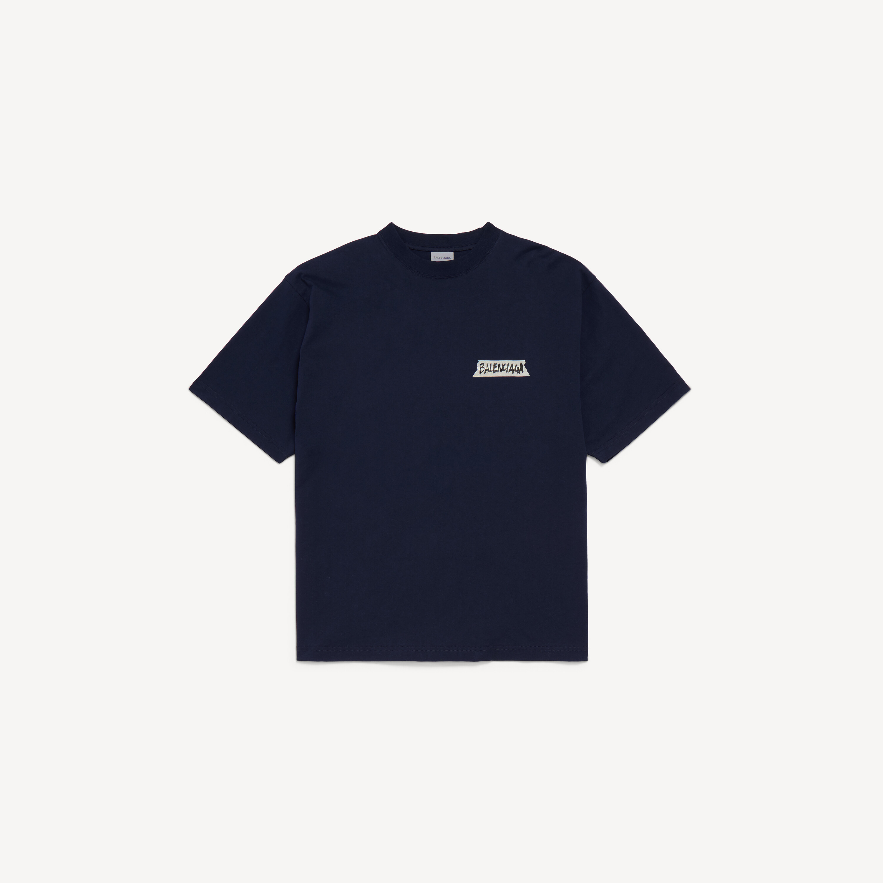 BALENCIAGA ロゴ Tシャツ ネイビー XS Masking tape medium fit t-shirt