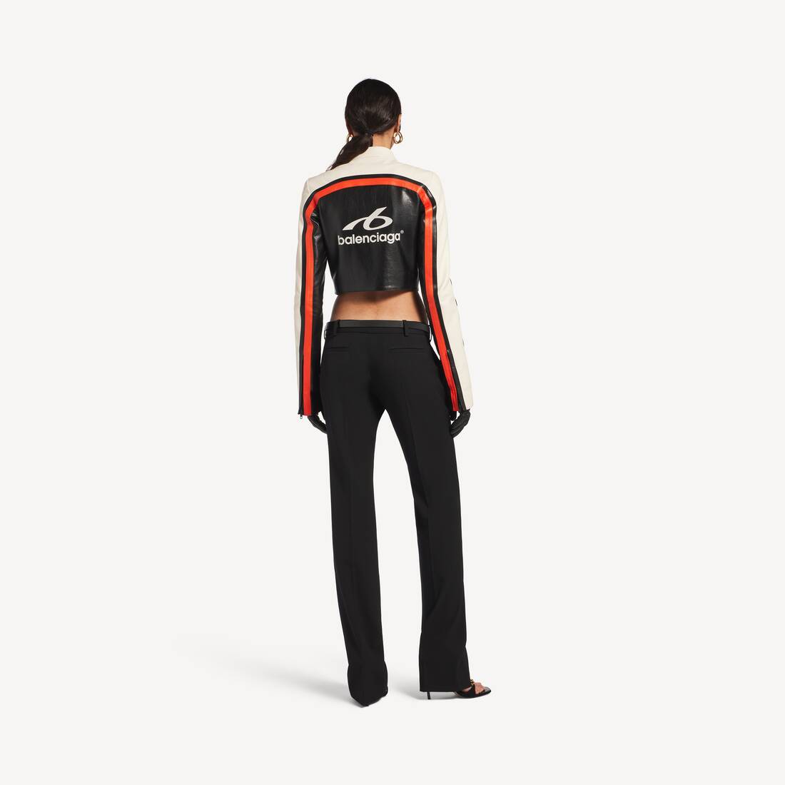 Women's Bodies Fitted Biker Jacket in Black | Balenciaga Australia EN - Image 4