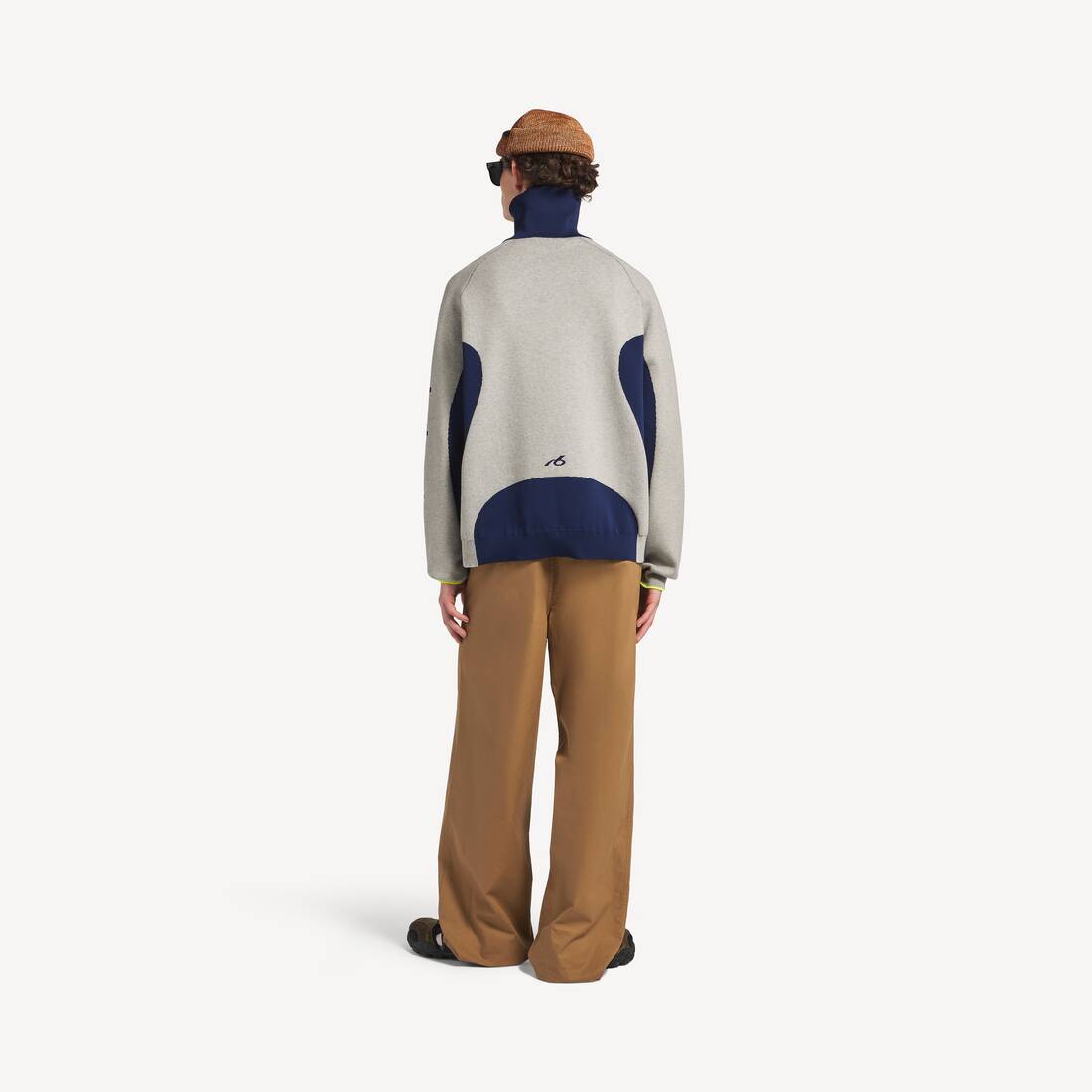 Cardigan Zipp&eacute; Bodies En Maille pour Homme en Gris/bleu Marine | Balenciaga Belgique FR - Image 4