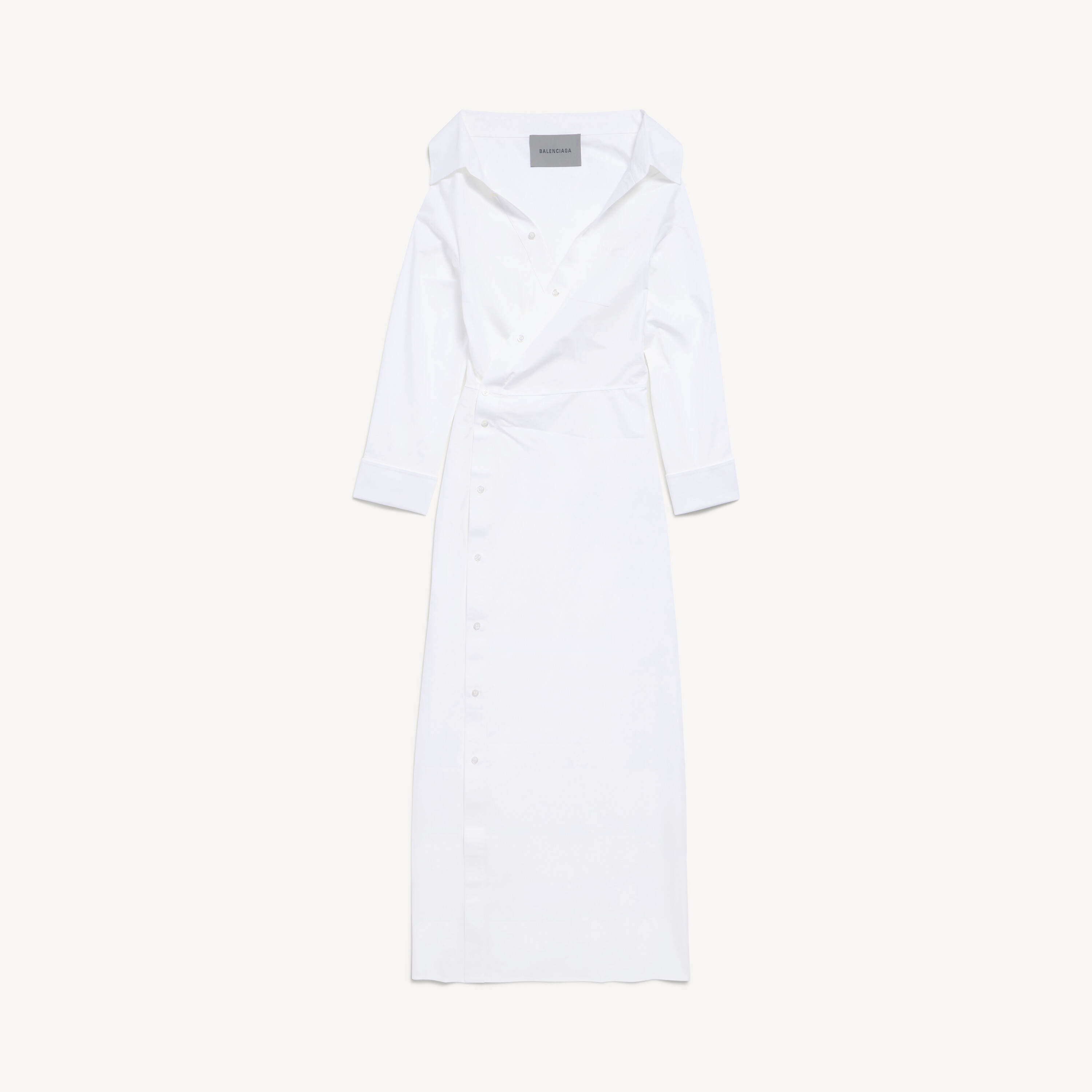 Balenciaga robe chemise off shoulder