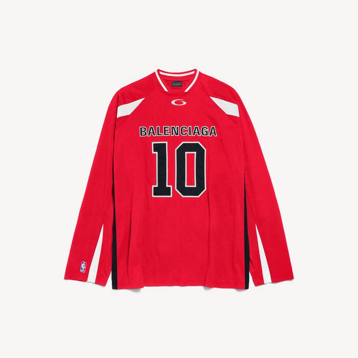 Men's Balenciaga | Nba Collaboration Oversized Long Sleeve T-shirt in Red/multicolor - Men | Balenciaga United States EN - Image 2
