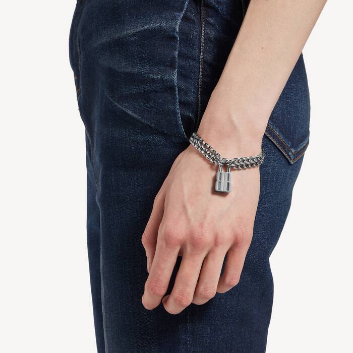 Bracelet Nano Lock pour Femme en Argent - Femme | Balenciaga Belgique FR - Image 2