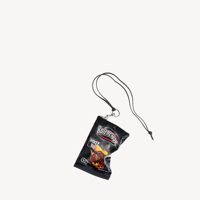 Chips Phone Holder Pouch in Black | Balenciaga Canada EN - Image 1