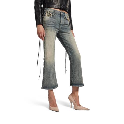 lace flared capri pants