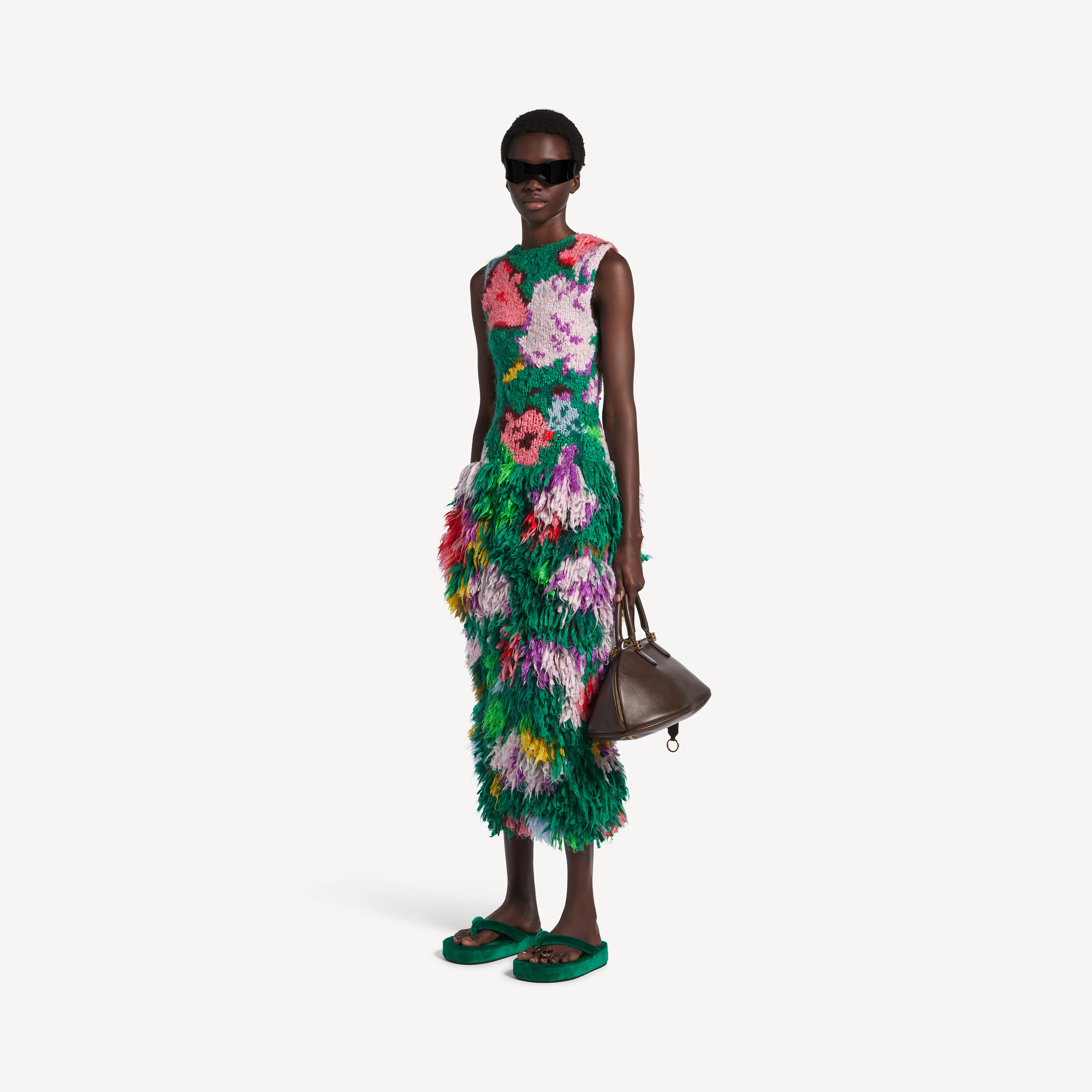 balenciaga floral backless dress Balenciaga Floral-Print Turtleneck Dress