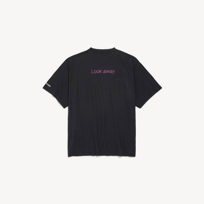 T-shirt Look Away Vestibilit&agrave; Ampia da Donna in Nero - Donna | Balenciaga Italia IT - Image 2