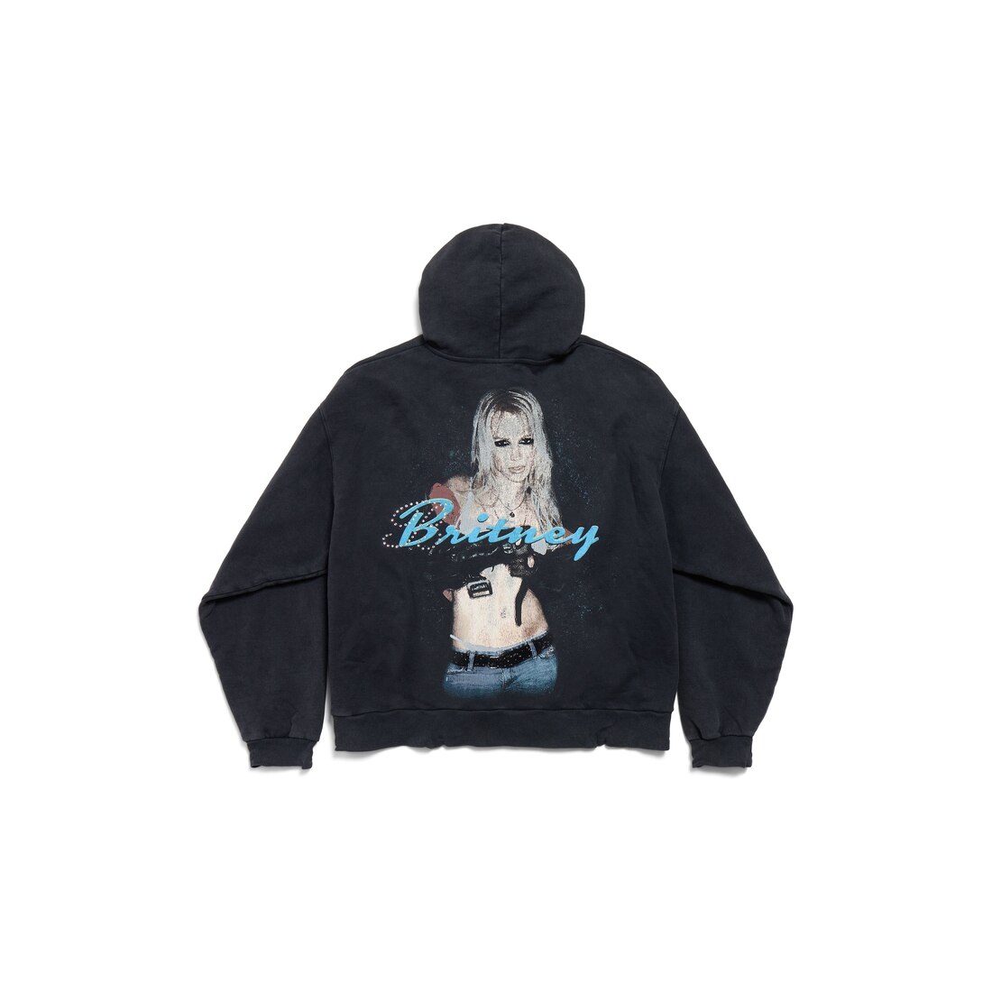【 BALENCIAGA 】 Flipped Uni ジップアップ Hoodie Men's Sponsor Logos Large Zip-up Hoodie in Black Faded