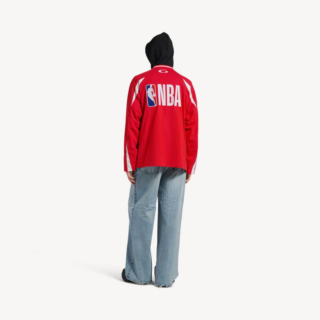 Men's Balenciaga | Nba Collaboration Oversized Long Sleeve T-shirt in Red/multicolor | Balenciaga United States EN - Image 4