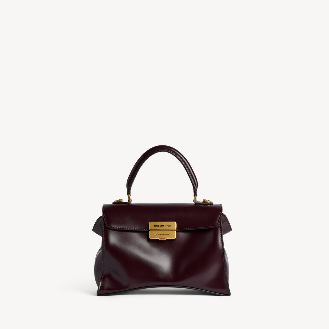 Hourglass Avenue Top Handle Bag Small in Raisin
