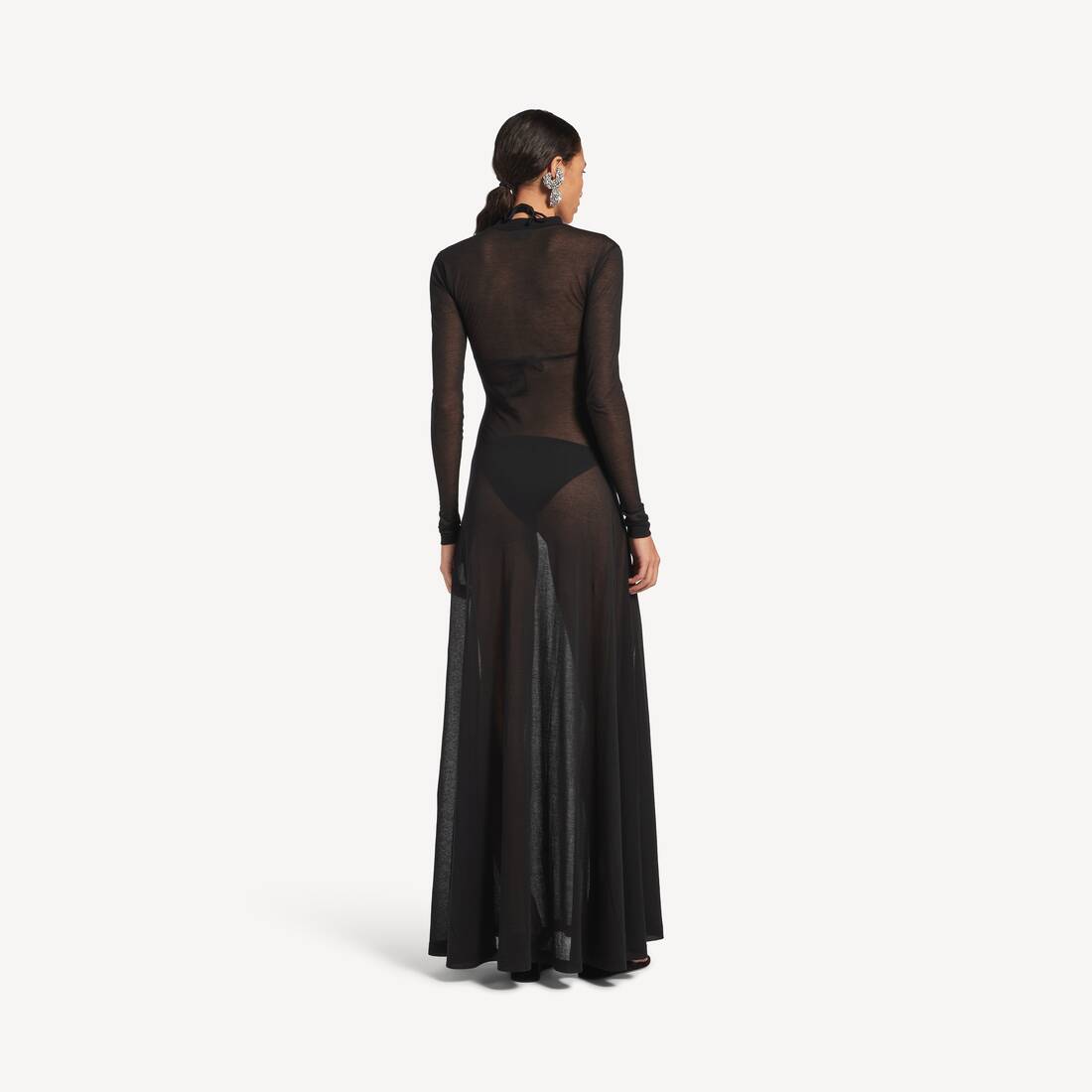 Women's Long Sleeve Maxi Dress in Black | Balenciaga Australia EN - Image 4