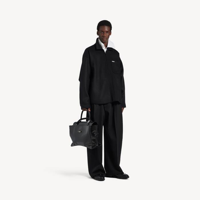Men's Classic Collar Overshirt in Black - Men | Balenciaga Malaysia EN - Image 3
