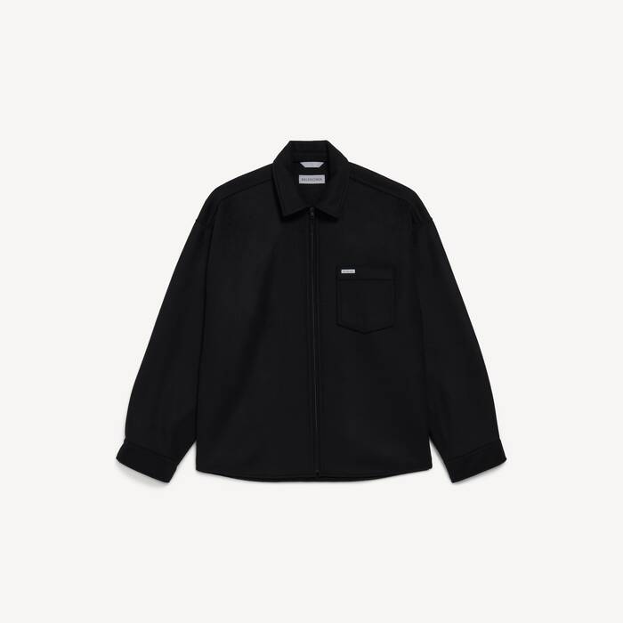 Men's Classic Collar Overshirt in Black - Men | Balenciaga Malaysia EN - Image 2