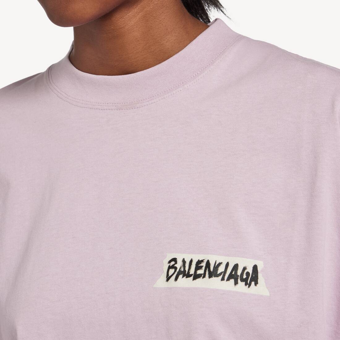 T-shirt Masking Tape Fit Medium  pour Femme en Rose Poudr&eacute; | Balenciaga Belgique FR - Image 6