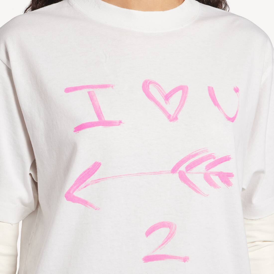 T-shirt I<3 U Fit Medium pour Femme en Blanc | Balenciaga Belgique FR - Image 6
