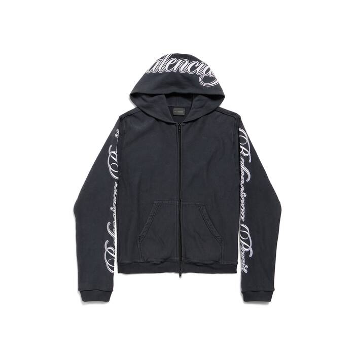 cursive zip-up hoodie regular fit