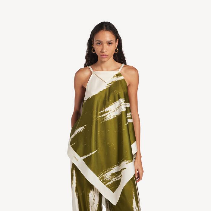 Women's Brush Scratch Scarf Top in Khaki - Women | Balenciaga United Kingdom EN - Image 1