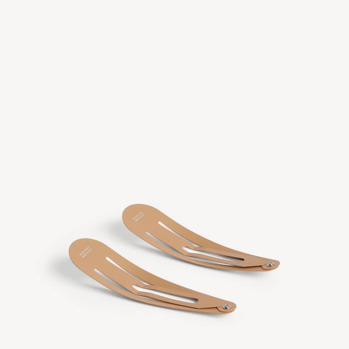 Women's Holli Xxl Snap Clip Set 2 in Beige/shiny Silver - Women | Balenciaga Australia EN - Image 2