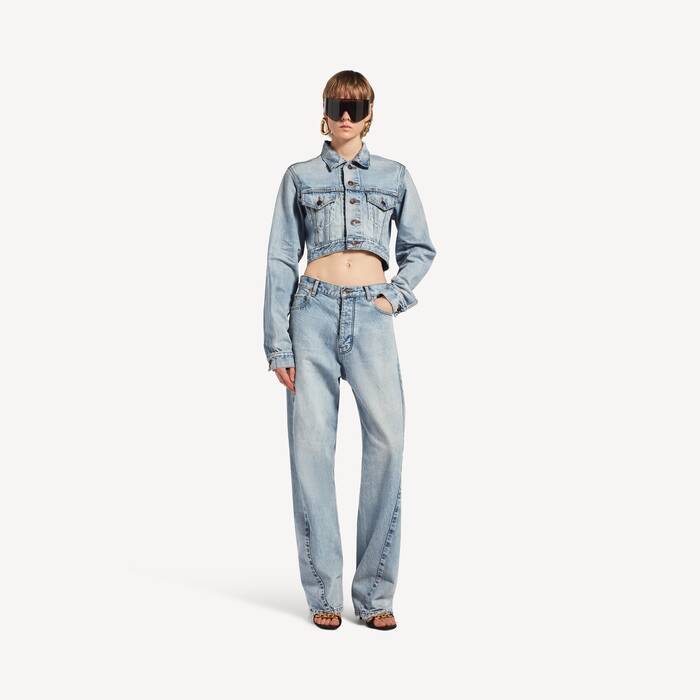Women's Twisted Seam Jeans in Bleach Light Bleu - Women | Balenciaga Saudi Arabia EN - Image 1