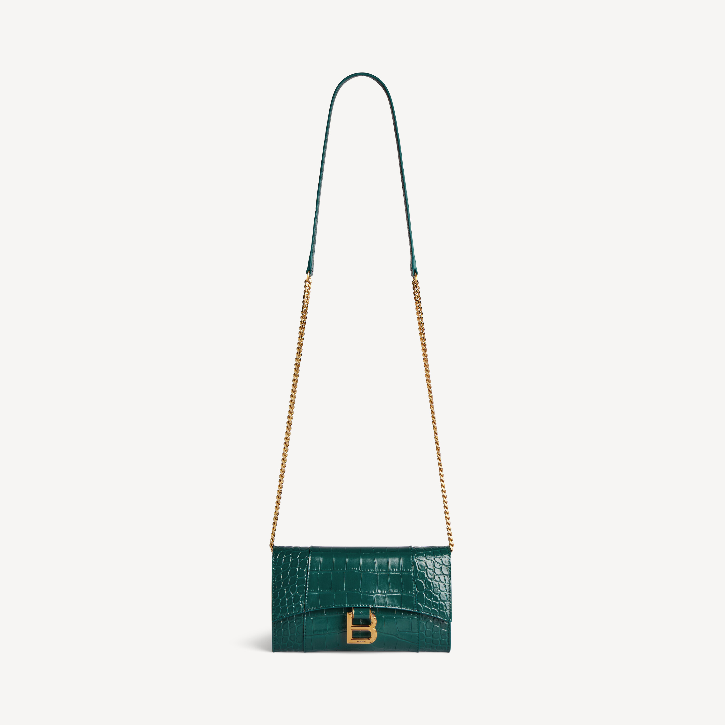 Women's Hourglass Wallet On Chain in Dark Emerald