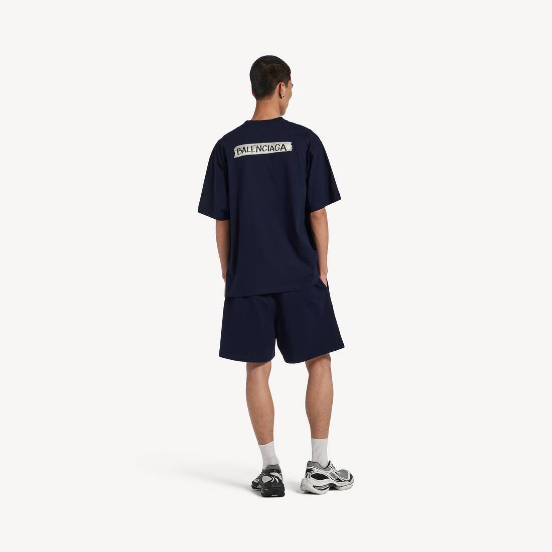 Short Masking Tape Fit Regular pour Homme en Bleu Marine | Balenciaga Suisse FR - Image 4